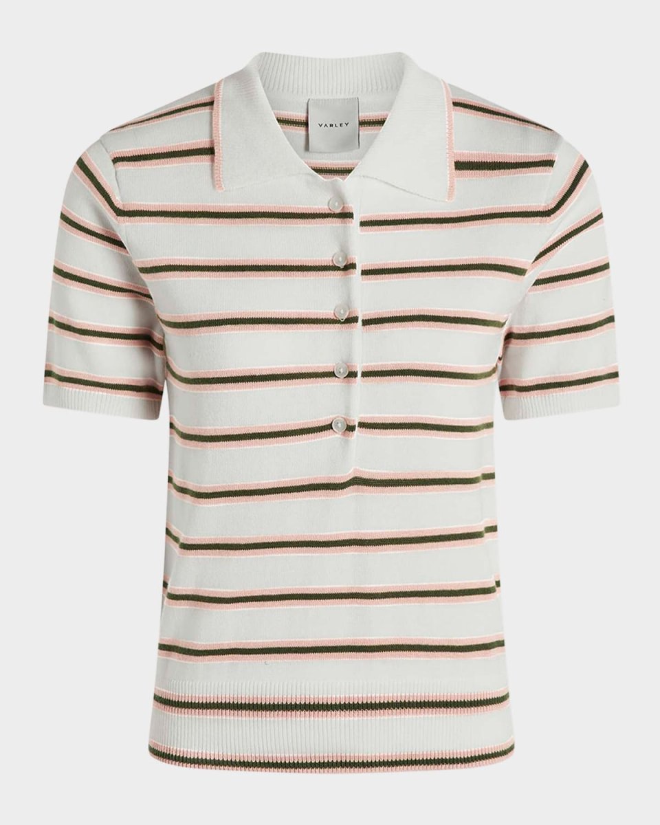 Faustine Striped Fine-Knit Polo